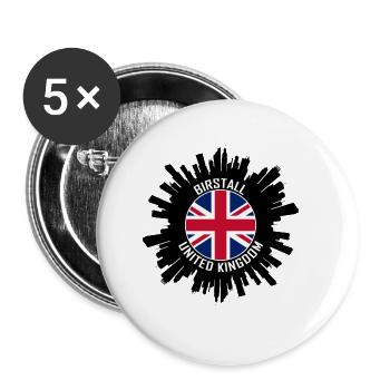 Birstall Skyline Uk Flag Souvenir de voyage - Lot de 5 grands badges (56 mm) - blanc - Devant