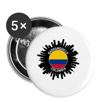 Barranquilla Skyline Colombie Flag Souvenir de voyage - Lot de 5 grands badges (56 mm) - blanc - Devant