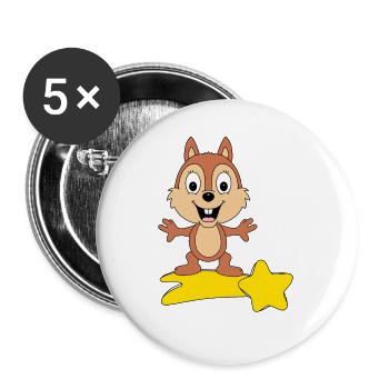 STERNSCHNUPPE - EICHHÖRNCHEN - TIER - KIND - BABY - Buttons groß 56 mm (5er Pack) - Weiß - Vorne