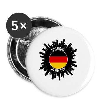 Cologne Skyline Allemagne Flag Souvenir de voyage - Lot de 5 grands badges (56 mm) - blanc - Devant