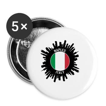 Naples Skyline Italy Flag Travel Souvenir - Buttons large 2.2''/56 mm (5-pack) - white - Front