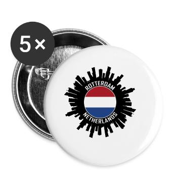 Rotterdam Skyline Netherlands Flag Travel Souvenir - Buttons large 2.2''/56 mm (5-pack) - white - Front