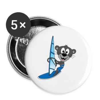 SURFER - WINDSURFER - PANTHER - WASSERSPORT - TIER - Buttons groß 56 mm (5er Pack) - Weiß - Vorne