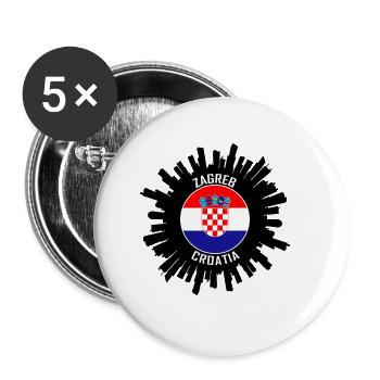 Zagreb Skyline Croatia Flag Travel Souvenir - Buttons large 2.2''/56 mm (5-pack) - white - Front