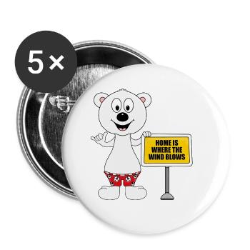 EISBÄR - SHAKA - SURFER - KITER - HOME IS WHERE... - Buttons groß 56 mm (5er Pack) - Weiß - Vorne