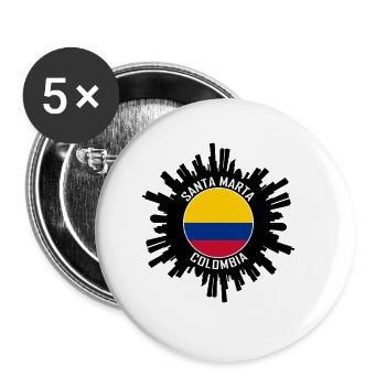 Santa Marta Skyline Kolumbien Flagge Reise Souvenir - Buttons groß 56 mm (5er Pack) - Weiß - Vorne