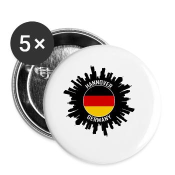 Hannover Skyline Deutschland Flagge Reisesouvenir - Buttons groß 56 mm (5er Pack) - Weiß - Vorne