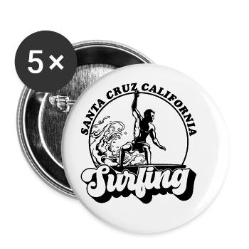 Santa Cruz Californie vintage rétro Surf - Lot de 5 grands badges (56 mm) - blanc - Devant
