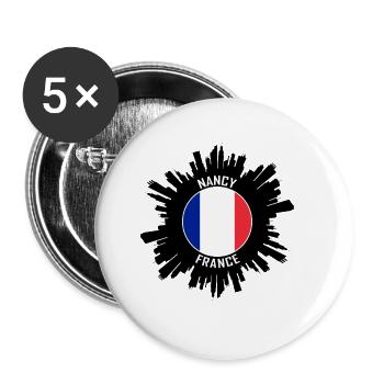 Nancy Skyline Frankreich Flagge Reise Souvenir - Buttons groß 56 mm (5er Pack) - Weiß - Vorne