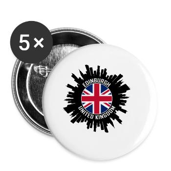 Edinburgh Skyline UK Flagge Reisesouvenir - Buttons groß 56 mm (5er Pack) - Weiß - Vorne