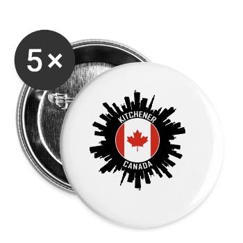 Kitchener Skyline Canada Flag Souvenir de voyage - Lot de 5 grands badges (56 mm) - blanc - Devant