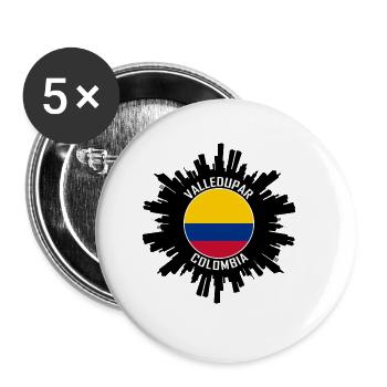 Valledupar Skyline Colombie Flag Souvenir de voyage - Lot de 5 grands badges (56 mm) - blanc - Devant