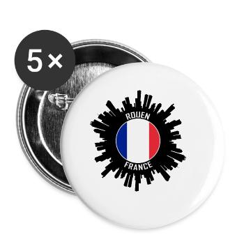 Rouen Skyline France Flag Souvenir de voyage - Lot de 5 grands badges (56 mm) - blanc - Devant