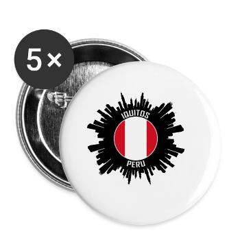 Iquitos Skyline Peru Flagge Reise Souvenir - Buttons groß 56 mm (5er Pack) - Weiß - Vorne