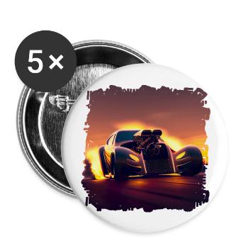 Vom Drag Racing gibt es Meisterschaften - Buttons groß 56 mm (5er Pack) - Weiß - Vorne