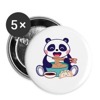 Panda mit Ramensuppe - Buttons groß 56 mm (5er Pack) - Weiß - Vorne
