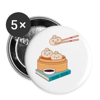 Dim Sum - Buttons groß 56 mm (5er Pack) - Weiß - Vorne