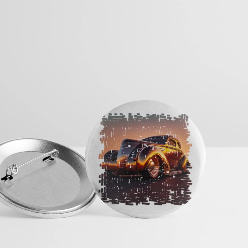 Beschleunigungsrennen oder Drag Racing Buttons groß 56 mm (5er Pack)