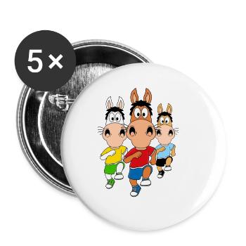PFERDERENNEN - PFERDE - PFERD - PONYS - LAUFEN - Buttons groß 56 mm (5er Pack) - Weiß - Vorne