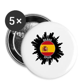 Bilbao Skyline Spain Flag Travel Souvenir - Buttons large 2.2''/56 mm (5-pack) - white - Front