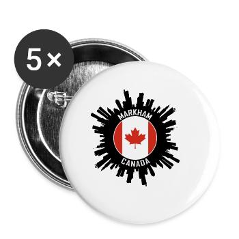 Souvenir de voyage Markham Skyline Canada Flag - Lot de 5 grands badges (56 mm) - blanc - Devant