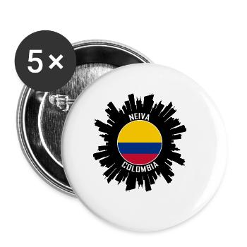 Neiva Skyline Colombie Flag Souvenir de voyage - Lot de 5 grands badges (56 mm) - blanc - Devant