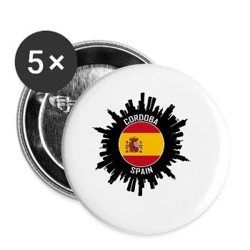Cordoba Skyline Spain Flag Travel Souvenir - Buttons large 2.2''/56 mm (5-pack) - white - Front