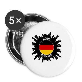 Bonn Skyline Deutschland Flagge Reisesouvenir - Buttons groß 56 mm (5er Pack) - Weiß - Vorne