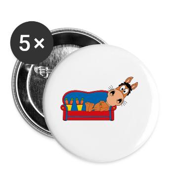 PFERD - PONY - SOFA - CHILLEN - RELAXEN - TIERISCH - Buttons groß 56 mm (5er Pack) - Weiß - Vorne