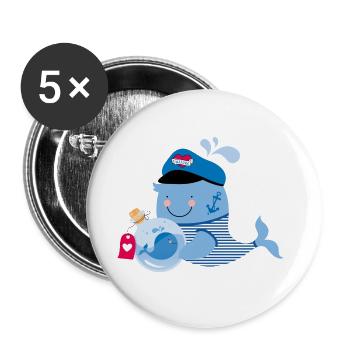 Baleines - Lot de 5 grands badges (56 mm) - blanc - Devant