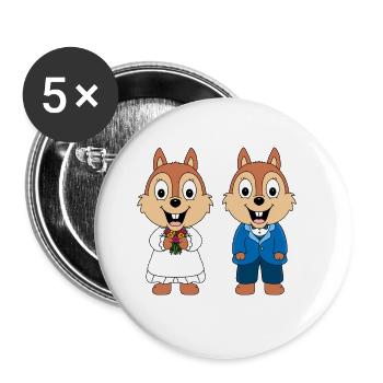EICHHÖRNCHEN - HOCHZEIT - HEIRATEN - LIEBE - LOVE - Buttons groß 56 mm (5er Pack) - Weiß - Vorne