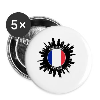 Bordeaux Skyline France Flag Souvenir de voyage - Lot de 5 grands badges (56 mm) - blanc - Devant