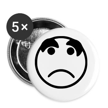 Emoji sketch noir triste - Lot de 5 grands badges (56 mm) - blanc - Devant