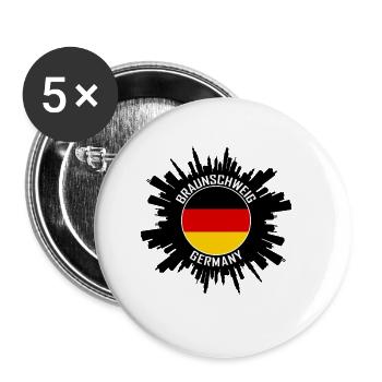 Braunschweig Skyline Allemagne Flag Souvenir de voyage - Lot de 5 grands badges (56 mm) - blanc - Devant