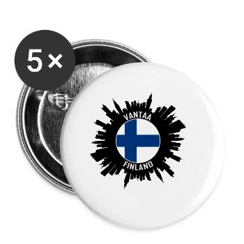 Vantaa Skyline Finland Flag Travel Souvenir - Buttons large 2.2''/56 mm (5-pack) - white - Front