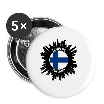 Tampere Skyline Finland Flag Travel Souvenir - Buttons large 2.2''/56 mm (5-pack) - white - Front