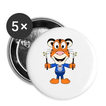 ZAUBERER - TIGER - ZAUBERN - ZAUBEREI - TIER - Buttons groß 56 mm (5er Pack) - Weiß - Vorne