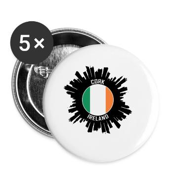 Cork Skyline Ireland Flag Travel Souvenir - Buttons large 2.2''/56 mm (5-pack) - white - Front