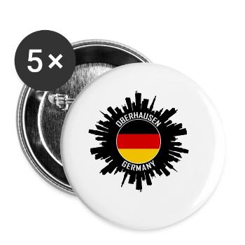 Oberhausen Skyline Deutschland Flagge Reise-Souvenir - Buttons groß 56 mm (5er Pack) - Weiß - Vorne