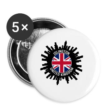 Islington Skyline Uk Flag Travel Souvenir - Buttons large 2.2''/56 mm (5-pack) - white - Front
