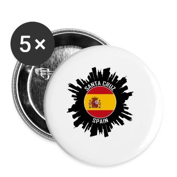 Santa Cruz Skyline Spanien Flagge Reise-Souvenir - Buttons groß 56 mm (5er Pack) - Weiß - Vorne