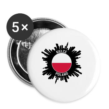 Kielce Skyline Poland Flag Travel Souvenir - Buttons large 2.2''/56 mm (5-pack) - white - Front