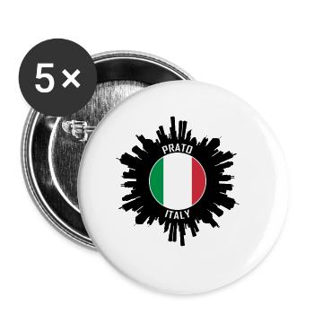 Prato Skyline Italie Flag Souvenir de voyage - Lot de 5 grands badges (56 mm) - blanc - Devant