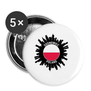 Sosnowiec Skyline Poland Flag Travel Souvenir - Buttons large 2.2''/56 mm (5-pack) - white - Front