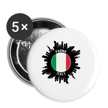 Parma Skyline Italy Flag Travel Souvenir - Buttons large 2.2''/56 mm (5-pack) - white - Front
