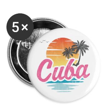 Kuba - Buttons groß 56 mm (5er Pack) - Weiß - Vorne