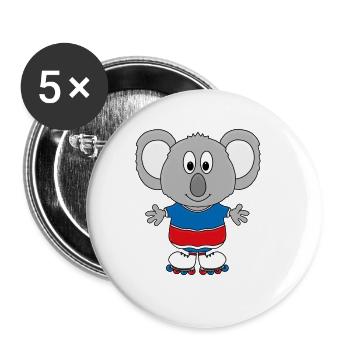 KOALA - INLINER - SPORT - FITNESS - TIER - Buttons groß 56 mm (5er Pack) - Weiß - Vorne