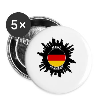 Mayence Skyline Allemagne Flag Souvenir de voyage - Lot de 5 grands badges (56 mm) - blanc - Devant