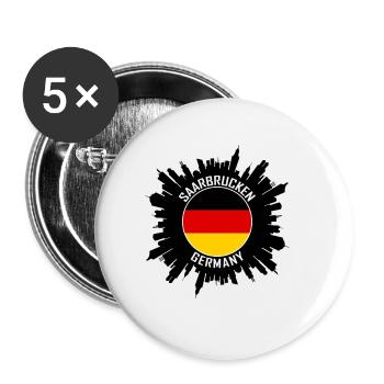 Saarbrucken Skyline Allemagne Flag Souvenir de voyage - Lot de 5 grands badges (56 mm) - blanc - Devant