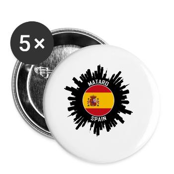 Mataro Skyline Spanien Flagge Reise-Souvenir - Buttons groß 56 mm (5er Pack) - Weiß - Vorne